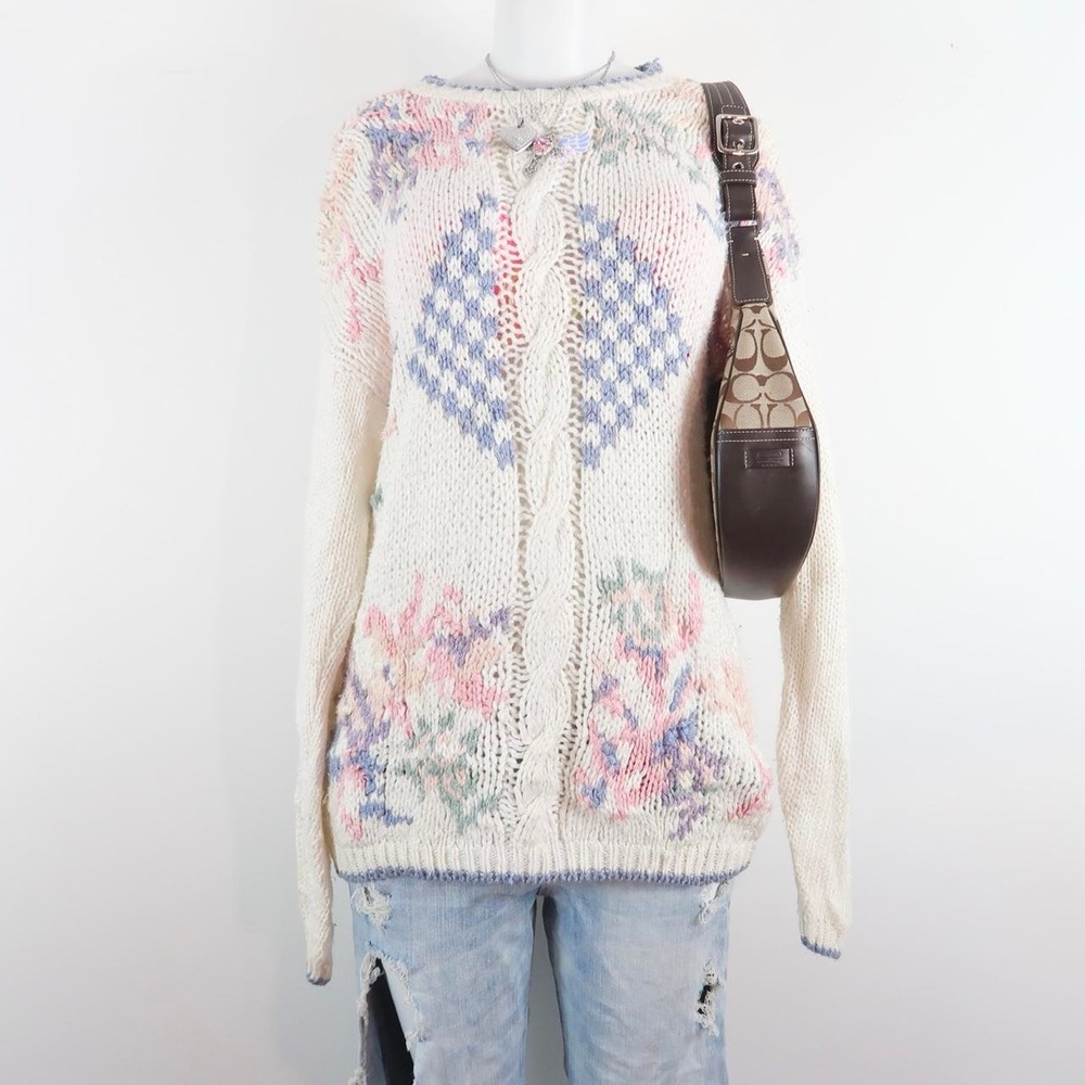 y2k pastel patchwork knit cardigan pacific coast highway